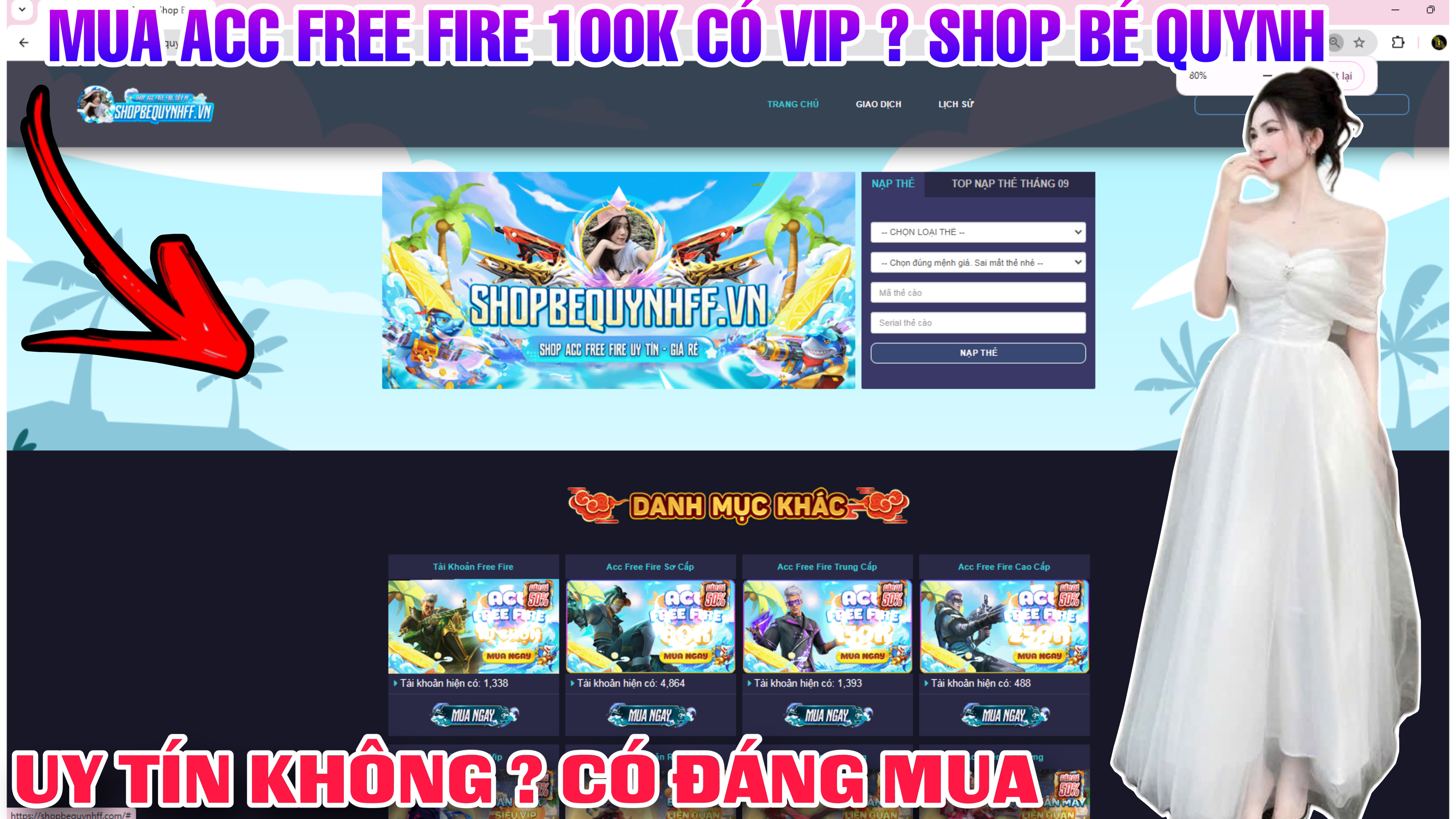 Mua Acc Free Fire 100K Trên Shop Bé Quỳnh FF Liệu Có Uy Tín Không ? Review Mua Acc Shop Bé Quỳnh FF