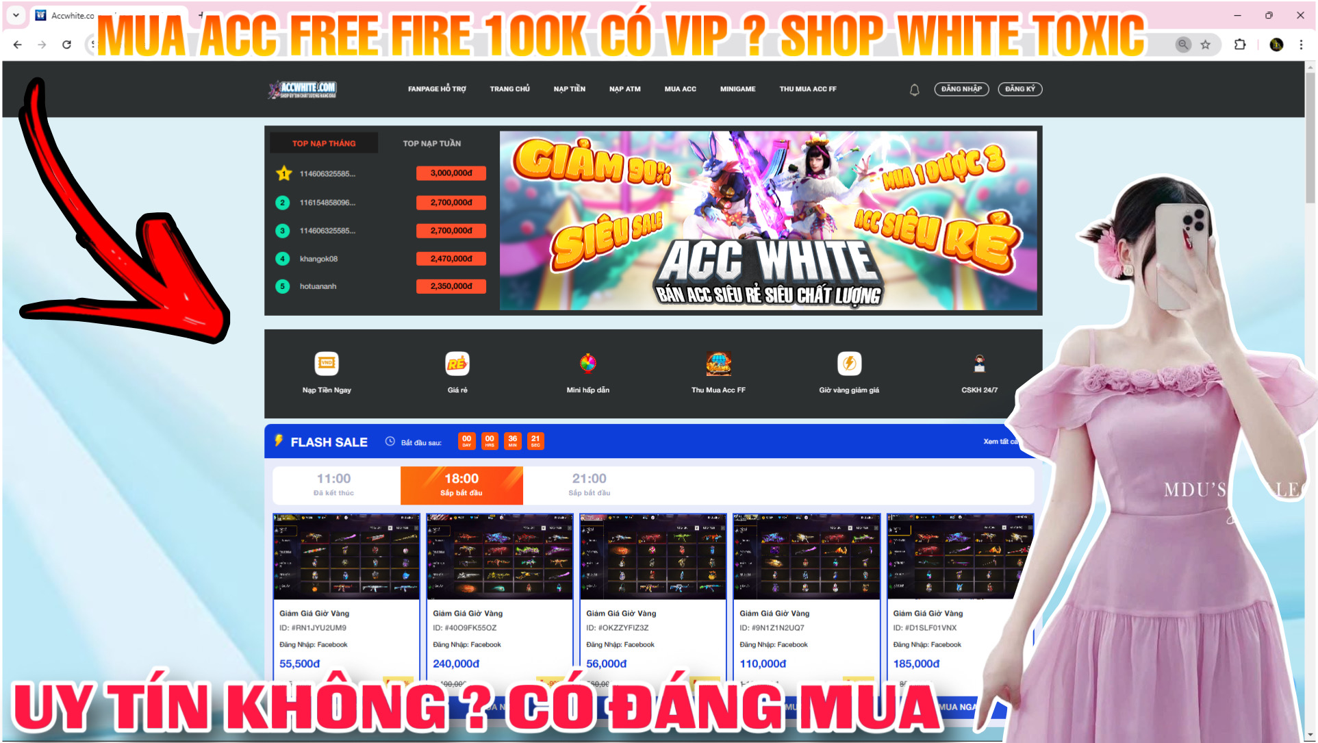 Review Shop White Toxic Và Thử Dùng 100K Mua Acc Free Fire Shop White Toxic Có Uy Tín Không ? Shop White Toxic