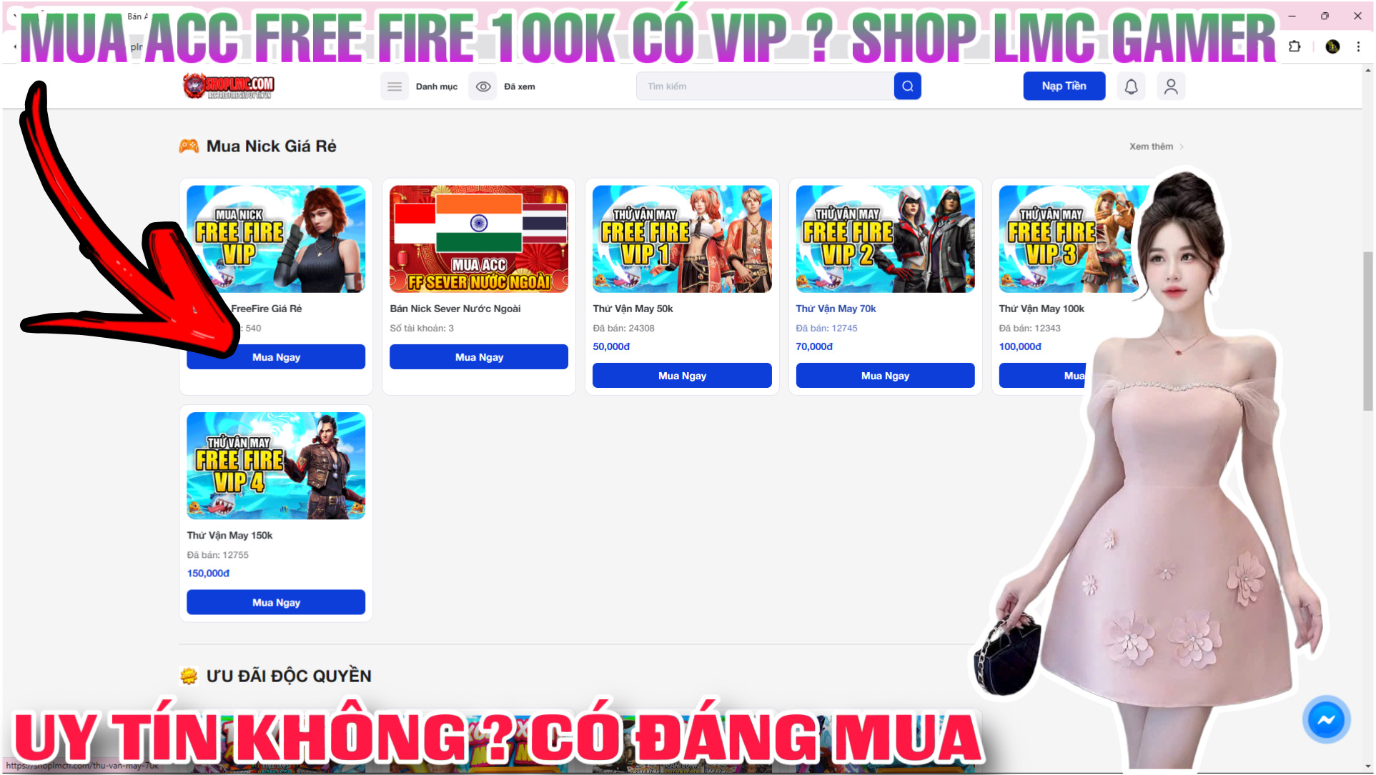 Mua Acc Free Fire 100K Shop LMC Có Uy Tín Không ? Review Mua Acc Free Fire Shop LMC Gamer